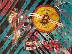 Denis Hess, CC BY-SA 4.0 <https://creativecommons.org/licenses/by-sa/4.0>, via Wikimedia Commons Abstrakte Bitcoin Kunst - artwork by Denis Hess